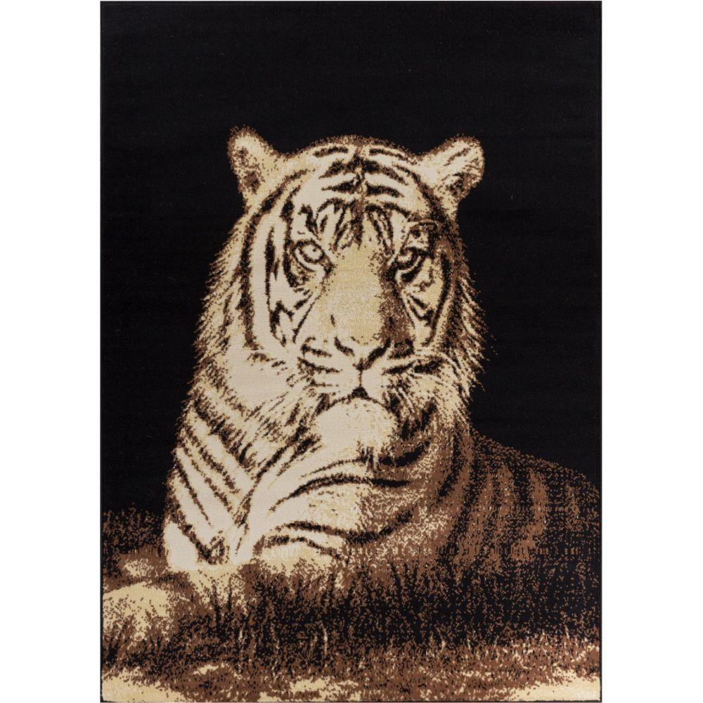 Well Woven Miami Tiger Animal Print Novelty Black 5 ft. x 7 ft. Area Rug63295 The Home Depot