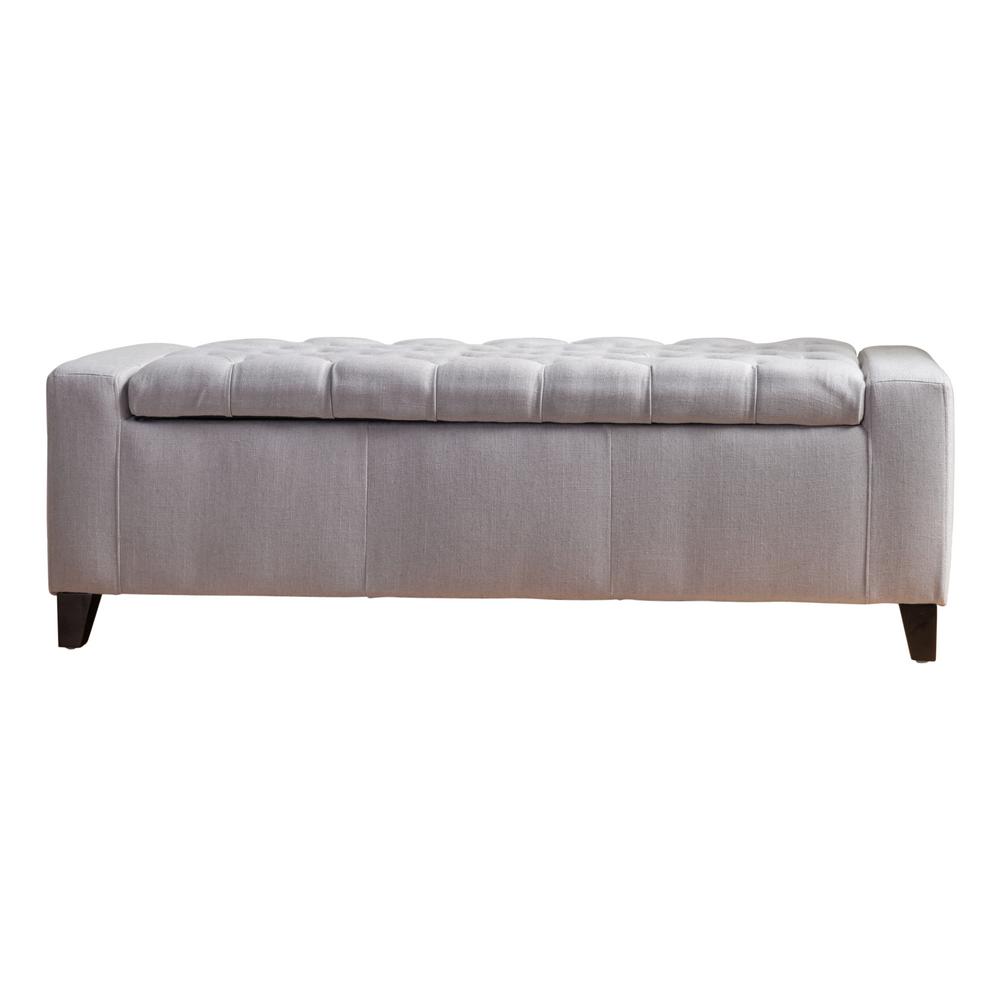 Gray Bedroom Benches Furniture The Hikaru Tufted Light Gray Fabric Storage Bench