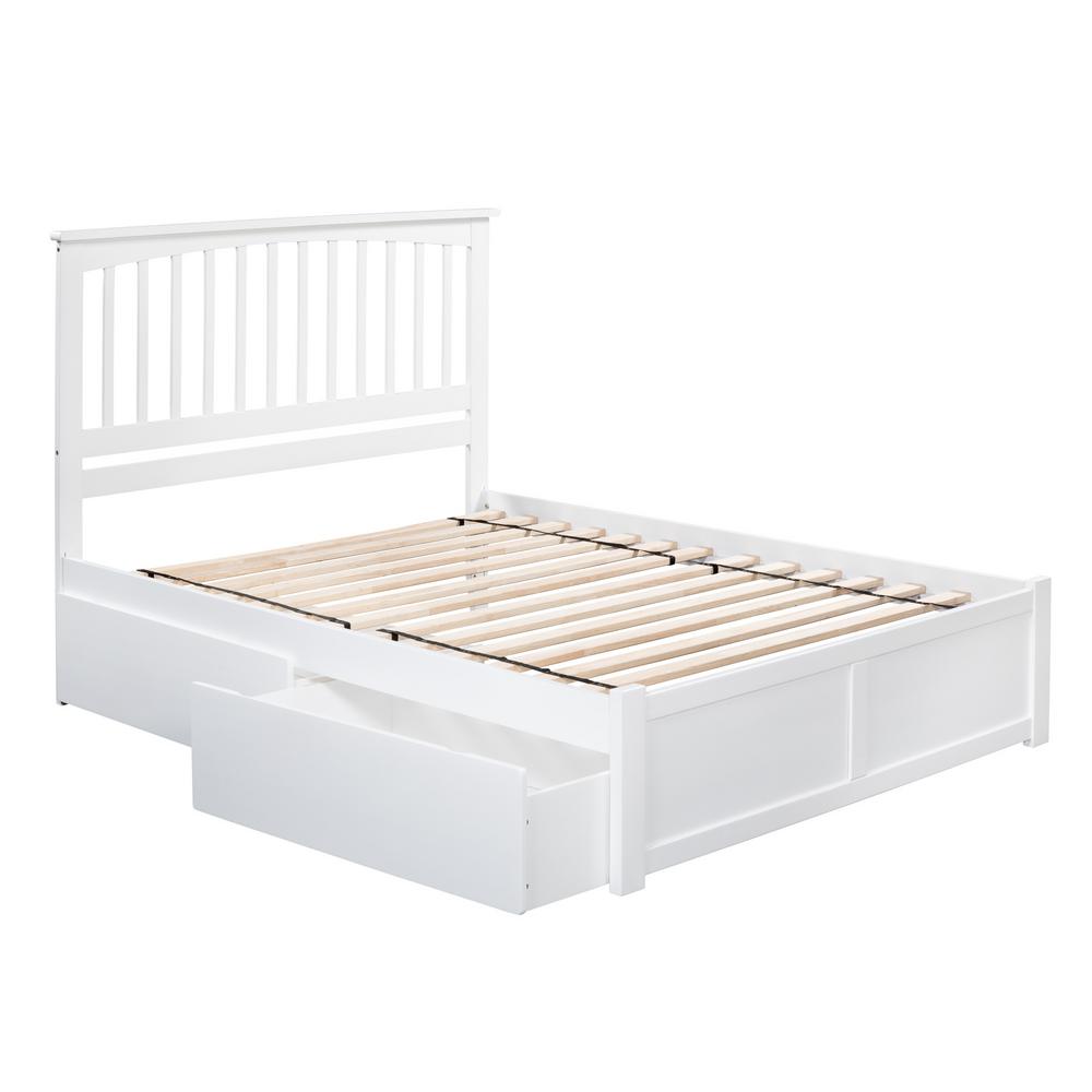 Atlantic Furniture Mission White Queen Platform Bed With Flat