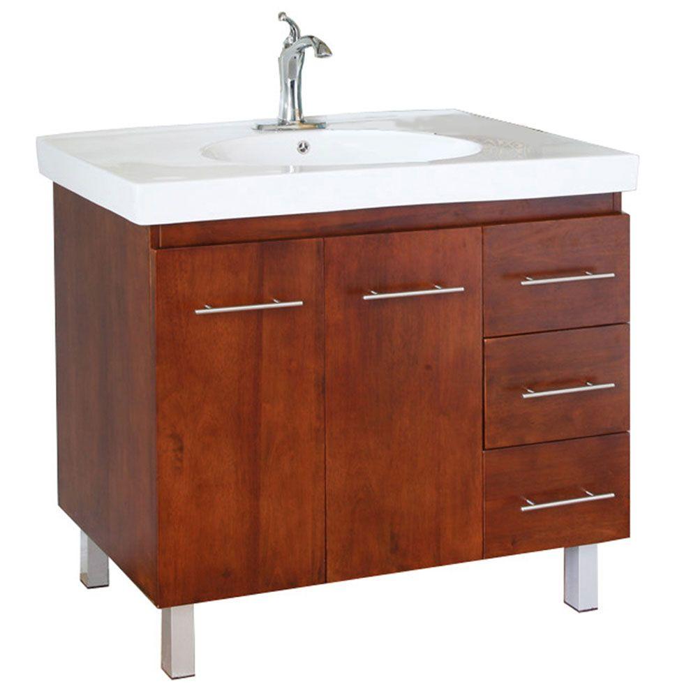 Bellaterra Home Midlands W 40 in. Single Vanity in Walnut with 