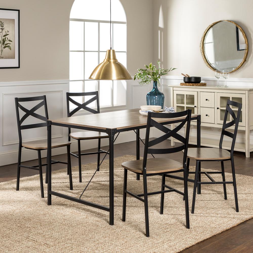 Walker Edison Furniture Company Angle Iron Driftwood Wood Dining