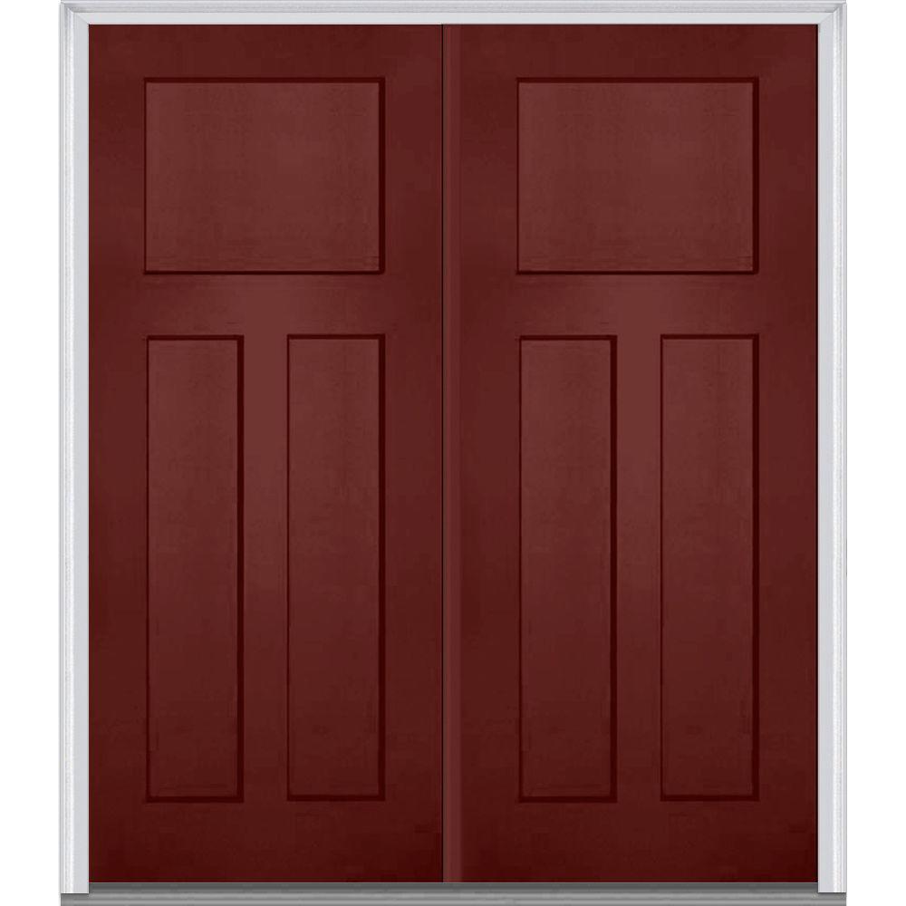 MMI Door 64 in. x 80 in. Classic Right-Hand Inswing Craftsman 3-Panel ...