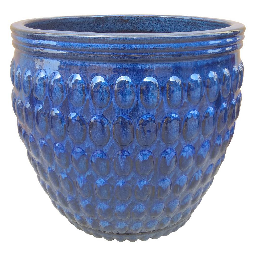 Trendspot Trendspot 18 in. Dia Ceramic Barossa Planter with Attached