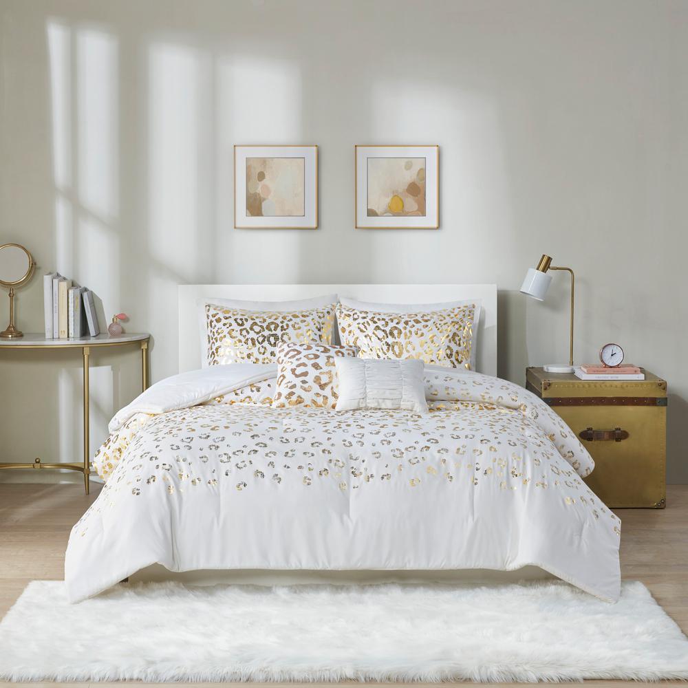 white and gold bed frame