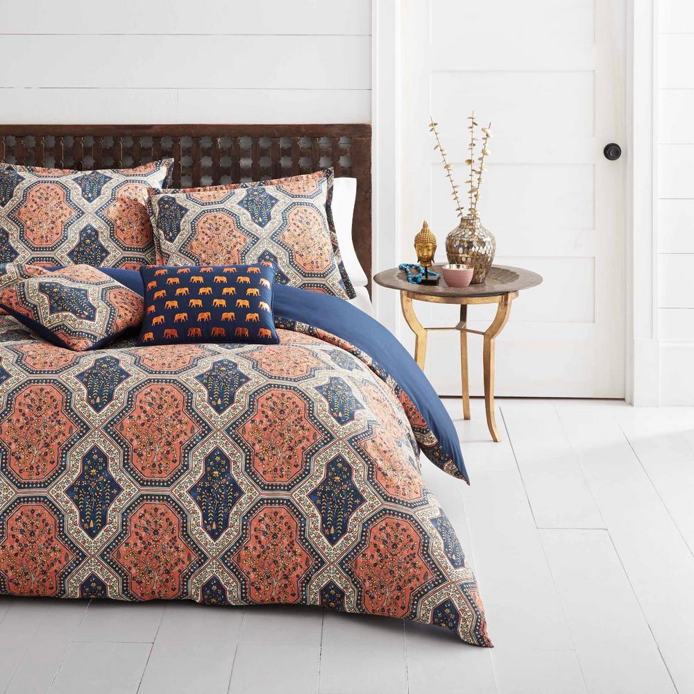Azalea Skye Rhea 5Piece Orange/Navy Geometric King Comforter Set