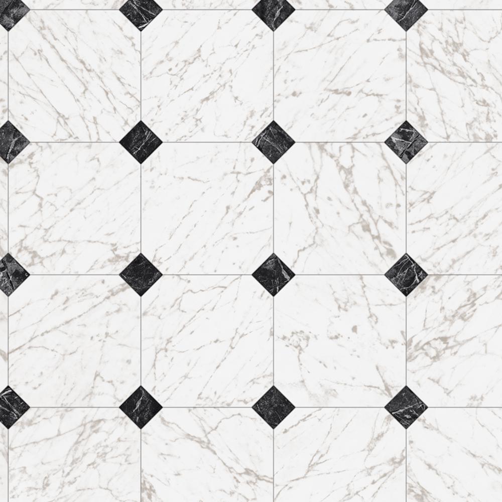 TrafficMASTER Take Home Sample Black and White Marble Paver Vinyl Sheet 6 in. x 9 in