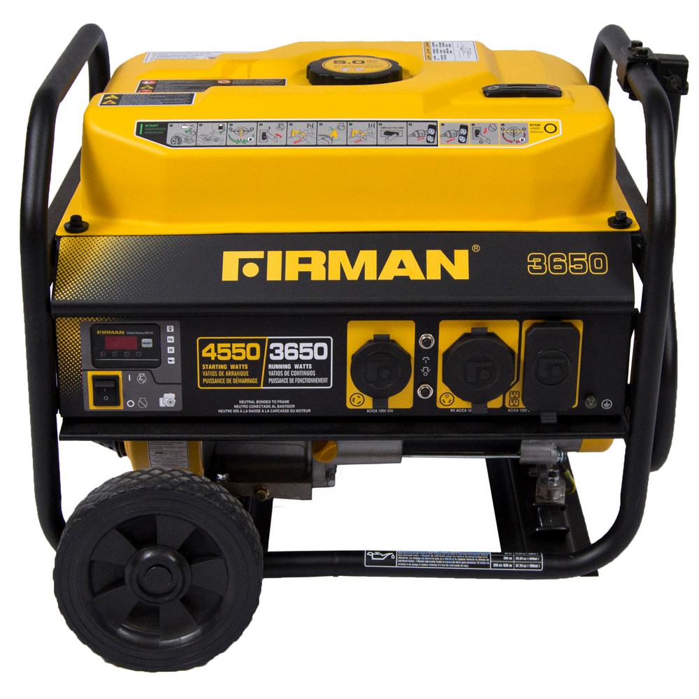Firman 3300 3000 Watt Remote Start Gas Portable Generator Cetl And 4550 3650 Watt Recoil Start Gas Portable Generator Cetl Certified With Wheel Kit