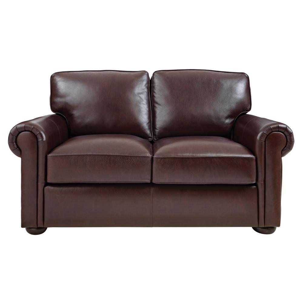 Home Decorators Collection Garrison Brown Leather Sofa 1600400820 Alwin Chocolate Italian Leather Loveseat