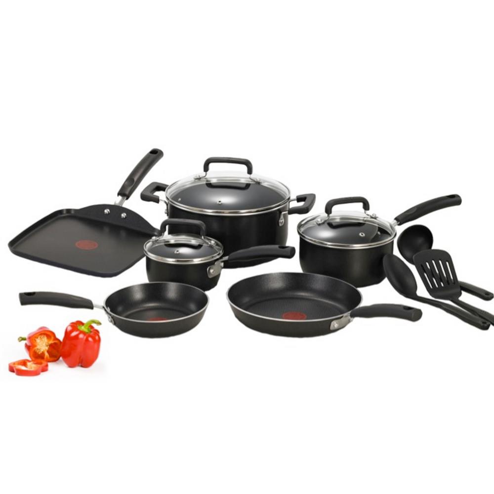 T-Fal Signature Total Non-Stick 12-Piece Cookware Set Aluminum in Black by T-Fal