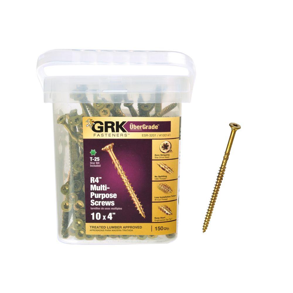GRK Fasteners 10 x 4 in. Star Drive Bugle Head R4 MultiPurpose Wood