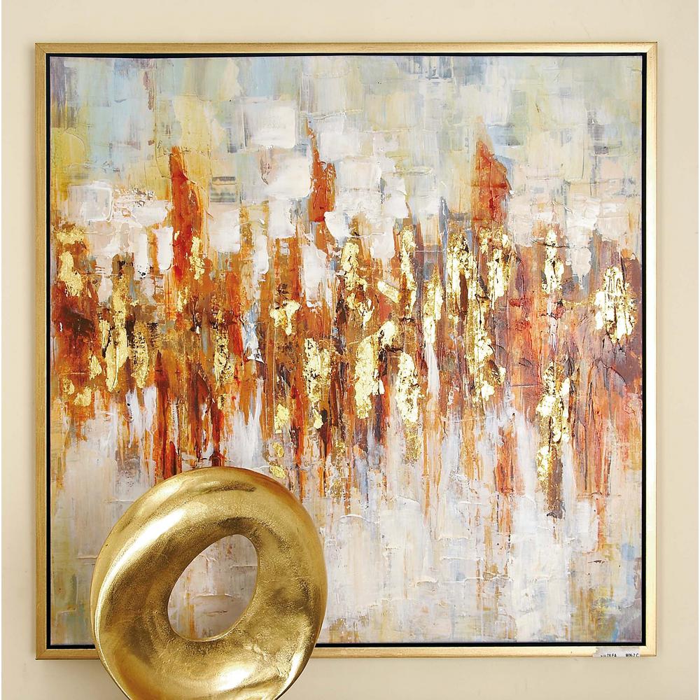 Canvas Abstract Framed Wall Art with Gold Frame Gold - Olivia &#38; May: Elegant Decor, Vertical Orientation, Sawtooth Hanging