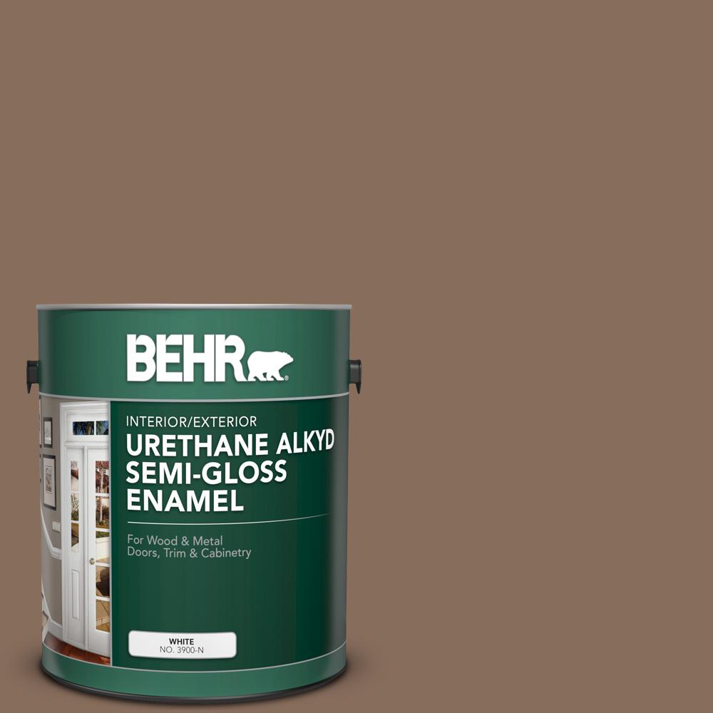Behr 1 Gal Ae 30 Brown Cabin Urethane Alkyd Semi Gloss Enamel