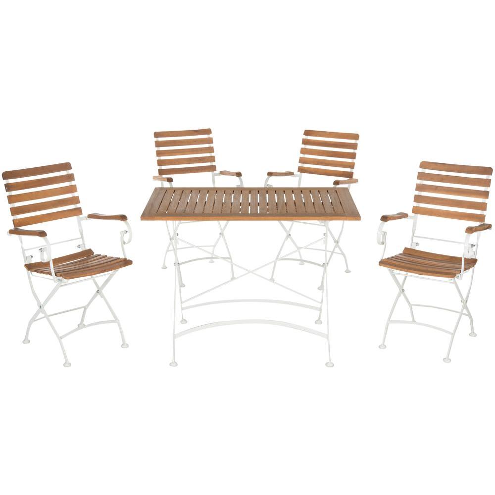 Safavieh Lawndale Teak Brown 5 Piece Wood Outdoor Dining Set Lawndale Teak Brown 5 Piece Wood Outdoor Dining Set