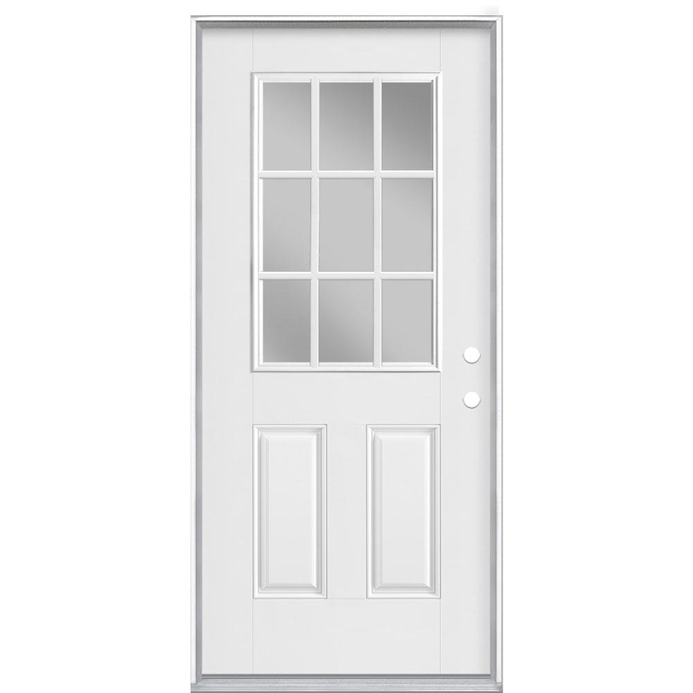 Masonite 36 In X 80 In 9 Lite Left Hand Inswing Primed White