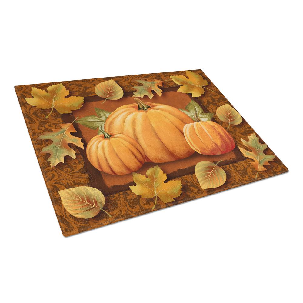 Carolines Treasures Pumpkins and Fall Leaves Tempered Glass Large Cutting Board, Multi-Color