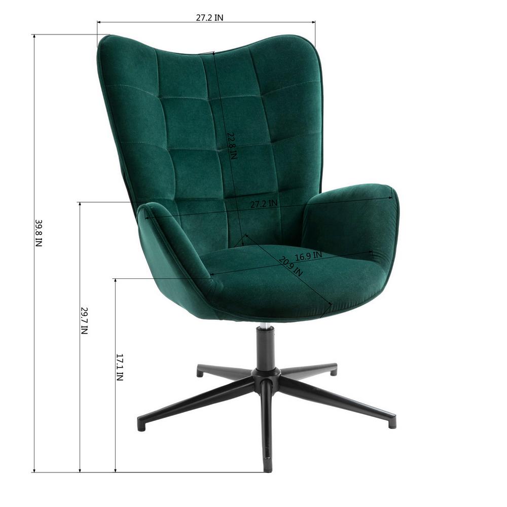 Furniturer Swivel Dark Green Arm Chair Wingback Balloon Chair Iris Dark Green The Home Depot