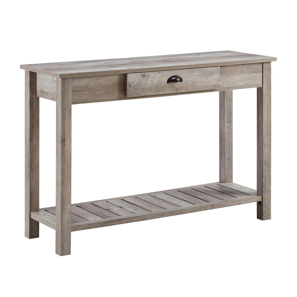 New 48 Inch Wide Country Style Sofa Table in Gray Wash Finish