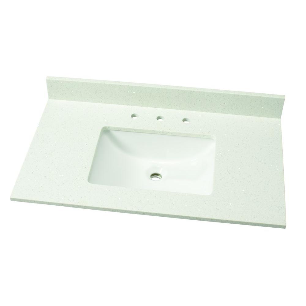 MSI 37 in. W Engineered Stone Single Vanity Top in Sparkling White with