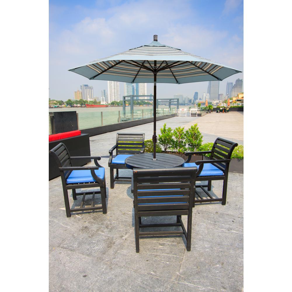 California Umbrella 9 Ft Aluminum Market Push Tilt Matte Black Patio Umbrella In Gray White Cabana Stripe Olefin Gspt908302 F95 The Home Depot