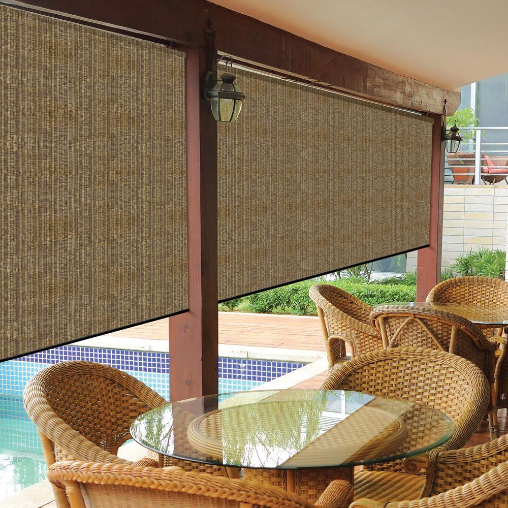 Coolaroo Walnut Cordless Exterior Roller Shade 120 In W X 96 In