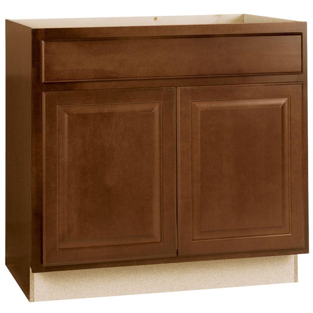 Hampton Bay Hampton Assembled 36x345x24 In Sink Base Kitchen Cabinet In Cognac Ksb36 Cog The Home Depot