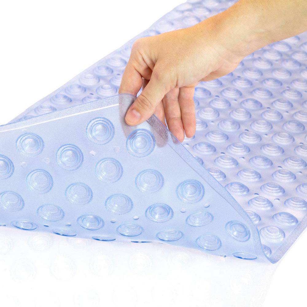 Light Blue Tray No Position Safety Bath Mat Bath Mat Stone Effect 68x35cm