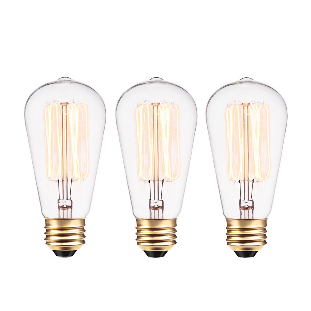 40 Watt Vintage Edison S60 Squirrel Cage E26 Incandescent Filament Light Bulb Antique 3 Pack
