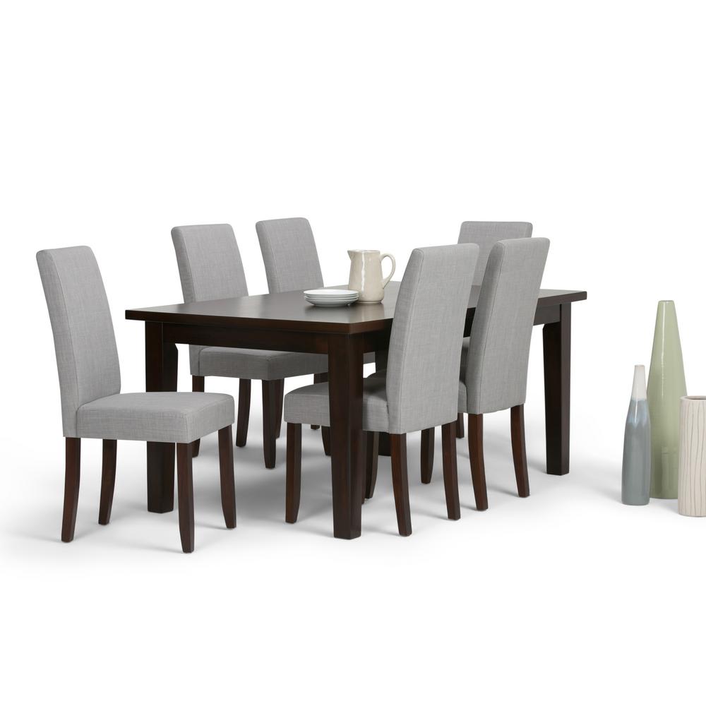 Simpli Home Acadian 7 Piece Dining Set With 6 Upholstered