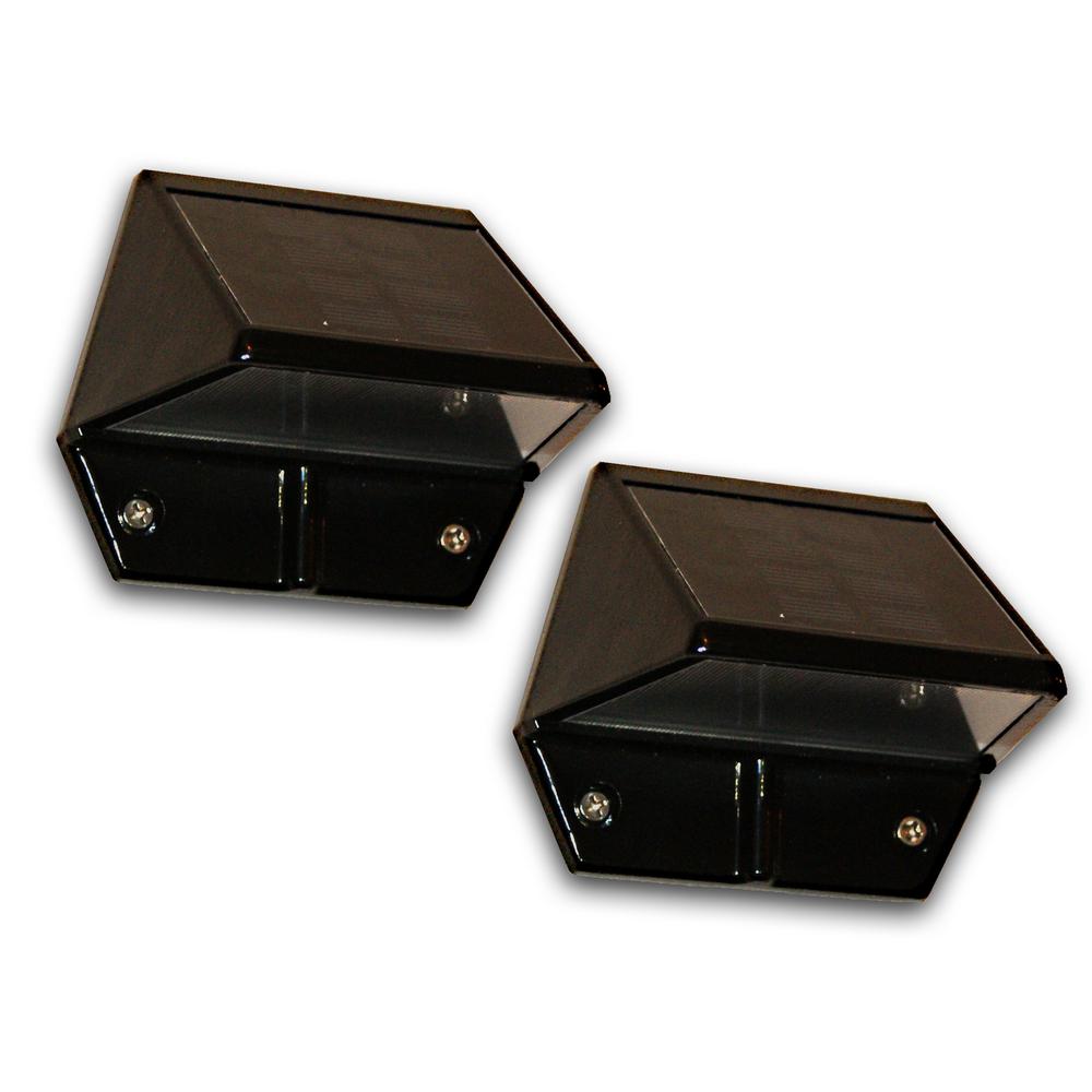 Deck Rail Lights Bright White Lighting Outdoor Solar 2 Led Outdoor Black Integrated Deck And Wall Light Pack
