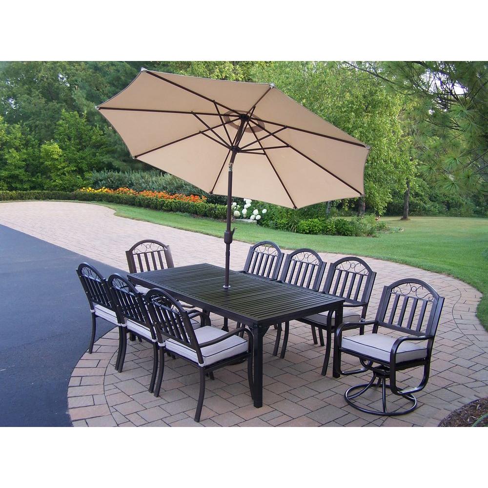 Oakland Living Rochester 9-Piece Patio Dining Set with Cushions and