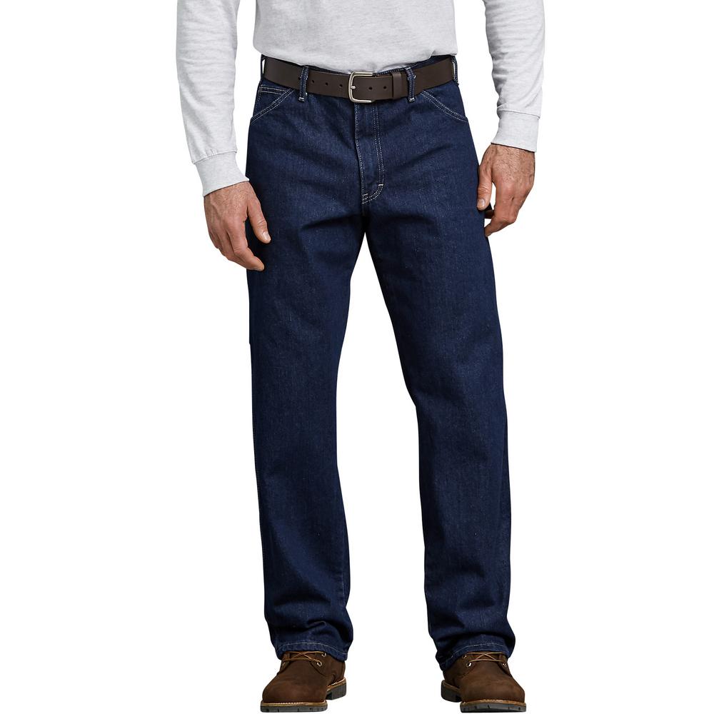 Dickies Men's Rinsed Indigo Blue Relaxed Straight Fit Carpenter Denim ...