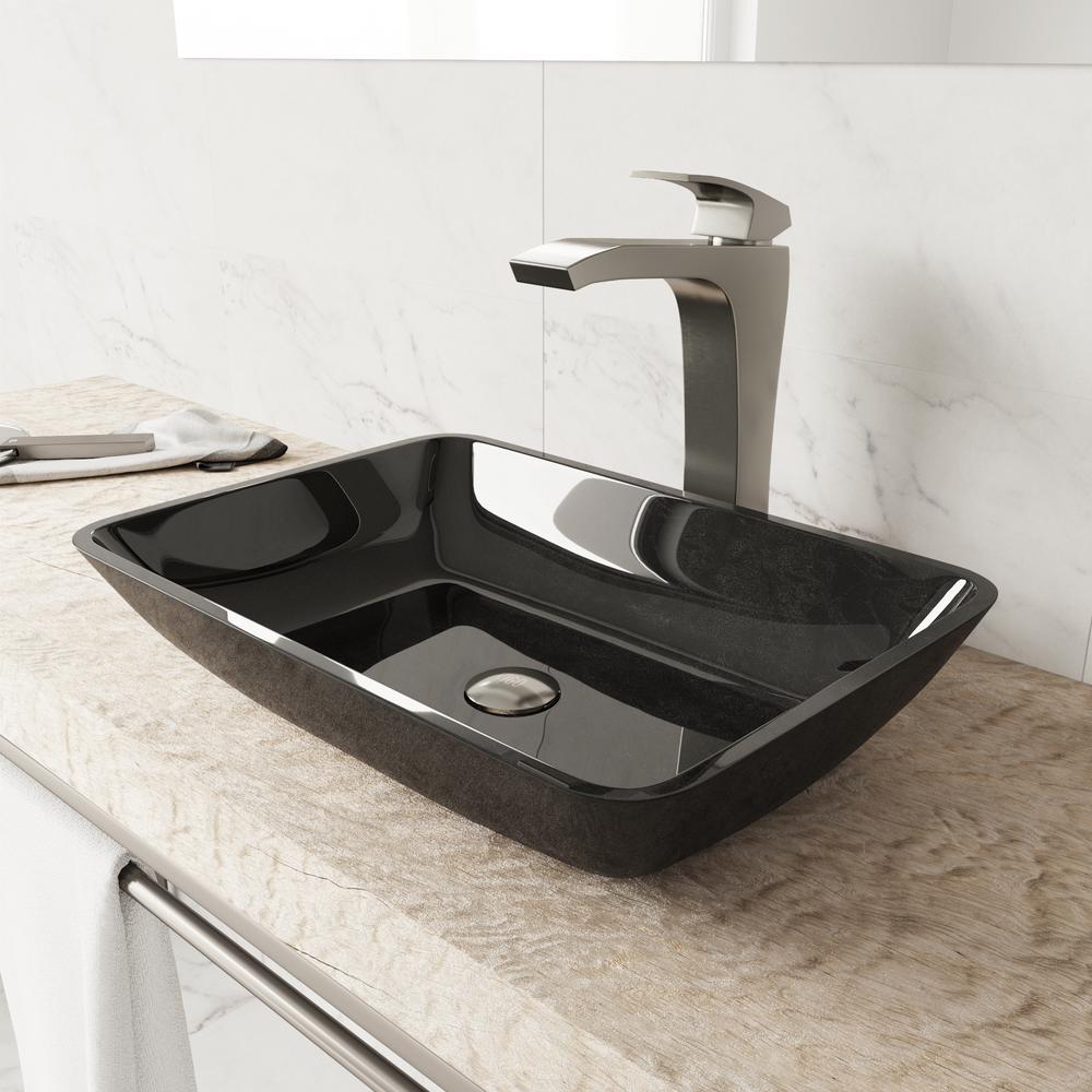 Vigo Rectangular Gray Onyx Glass Vessel Bathroom Sink Set With Blackstonian Faucet In Brushed Nickel Vgt1503 The Home Depot - Vigo Rectangular Gray Onyx Glass Vessel Bathroom Sink Vigo Rectangular Gray Onyx Glass Vessel Bathroom Sink Set With Blackstonian Faucet In Brushed Nickel Vgt1503 The Home Depot - Vigo Rectangular Gray Onyx Glass Vessel Bathroom Sink