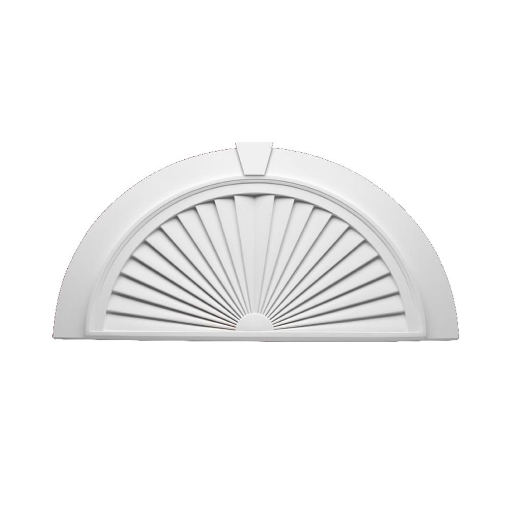 Fypon 43 in. x 227/16 in. x 21/4 in. Polyurethane HalfRound Sunburst Pediment with Flat Trim