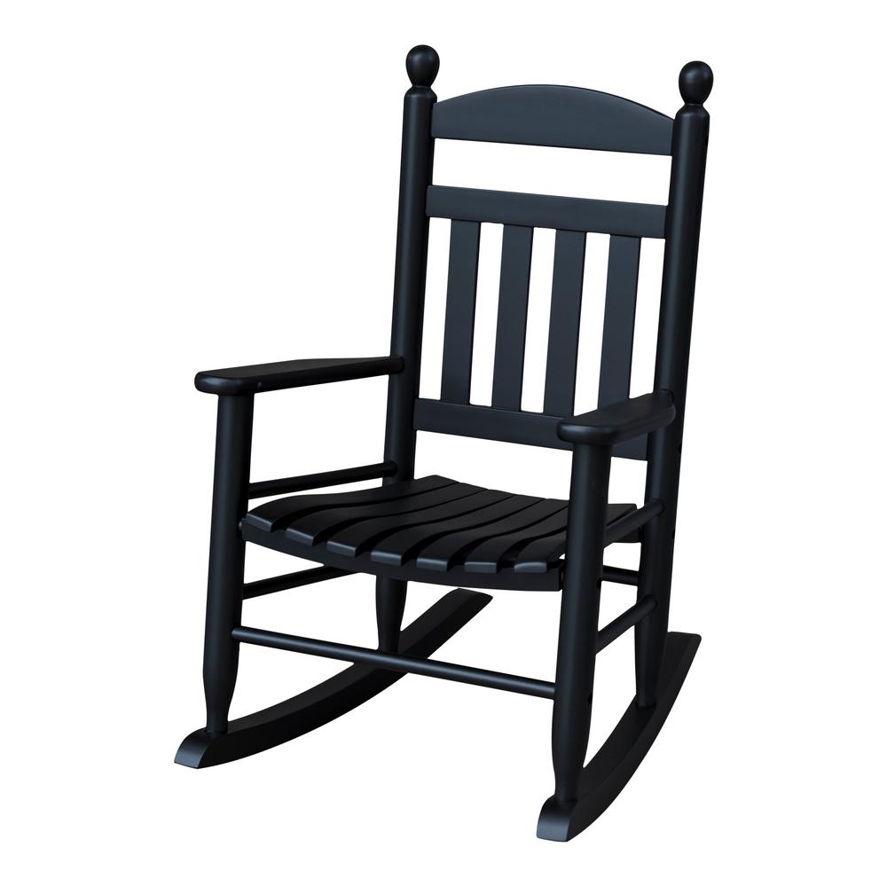 Youth Slat Black Wood Outdoor Patio Rocking Chair-201SBF-RTA - The Home