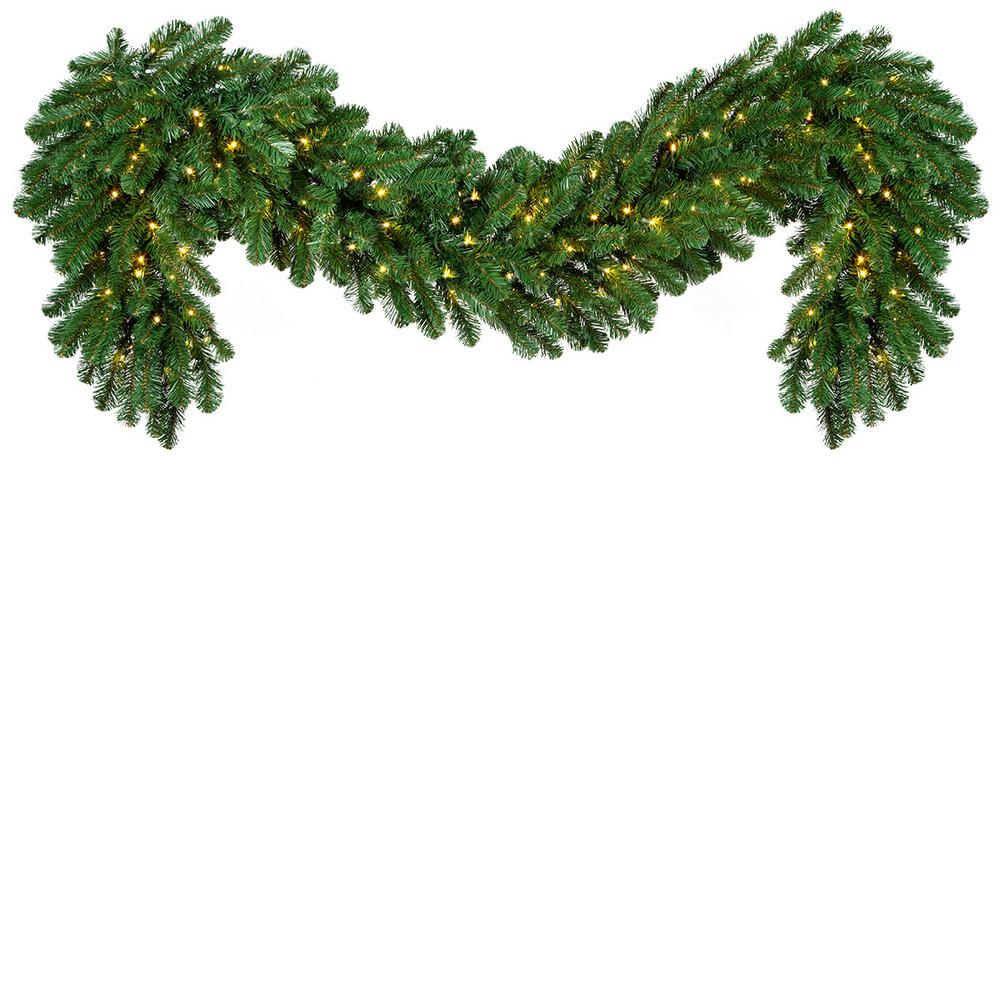 Haute Decor 9 ft. PreLit LED Artificial Frosted Garland with Ornaments