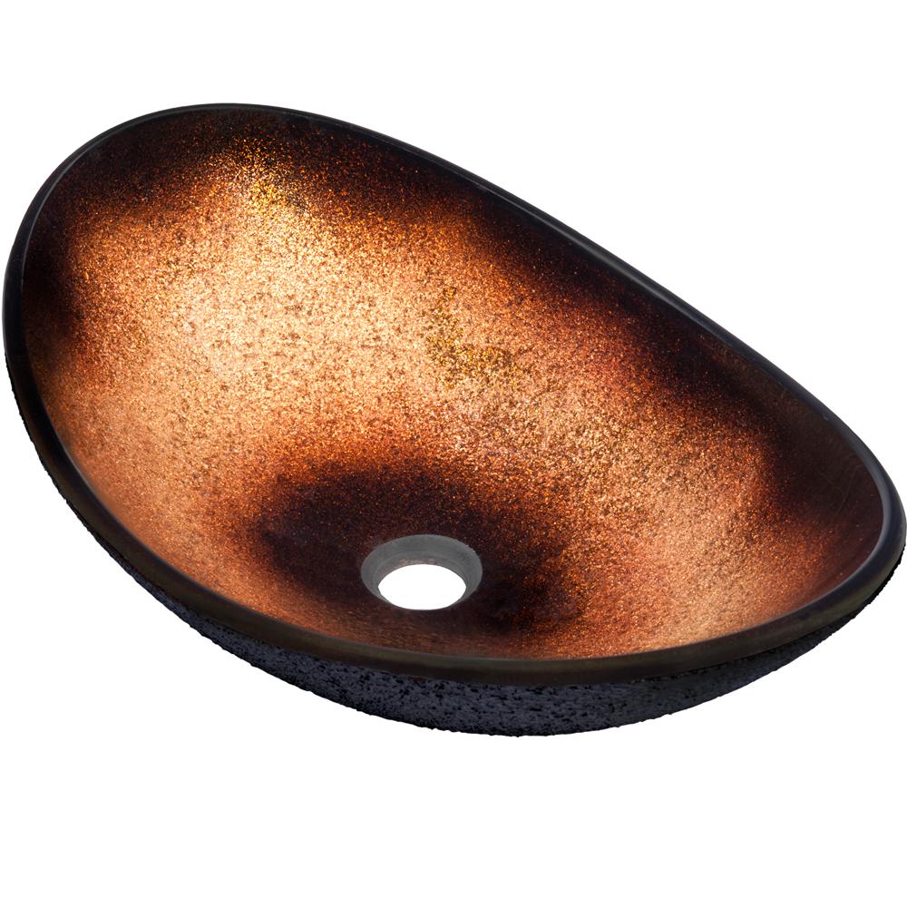 Rena Glass Vessel Sink In Copper And Black