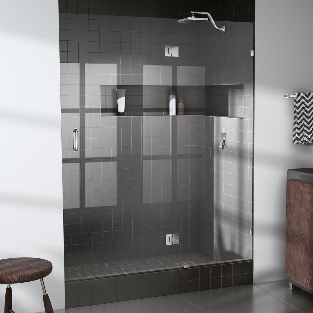 Glass Warehouse 53 25 In X 78 In Frameless Glass Hinged Shower