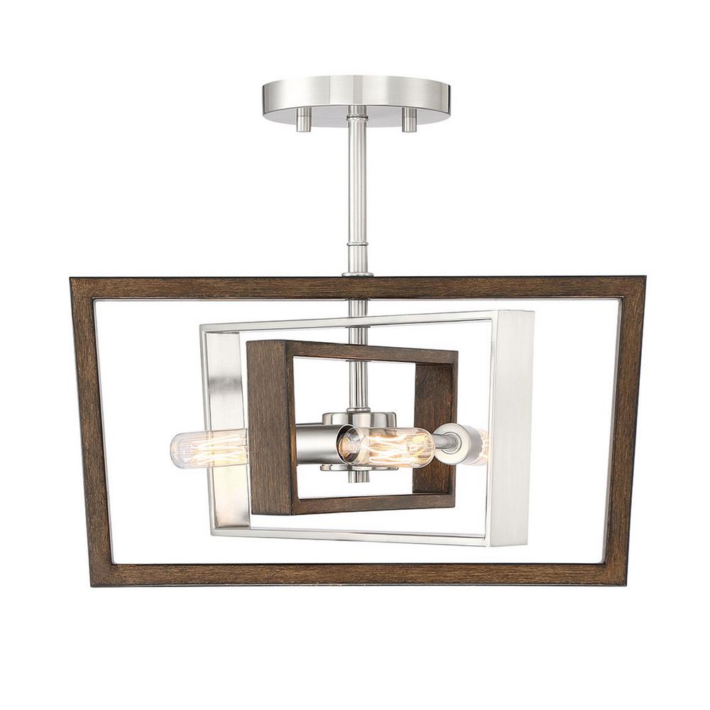 Good Lumens By Madison Avenue 3 Lights Brushed Nickel And Corona Bronze Semi Flushmount Light