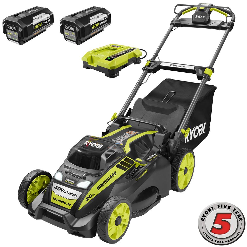 RYOBI 20 in. 40-Volt Brushless Lithium-Ion Cordless Self-Propelled Walk