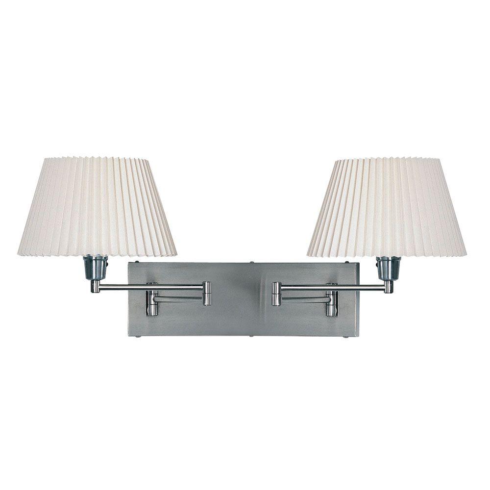 Filament Design Catherine 2 Light CFL Satin Chrome Wall Lamp with White Fabric... by Filament Design