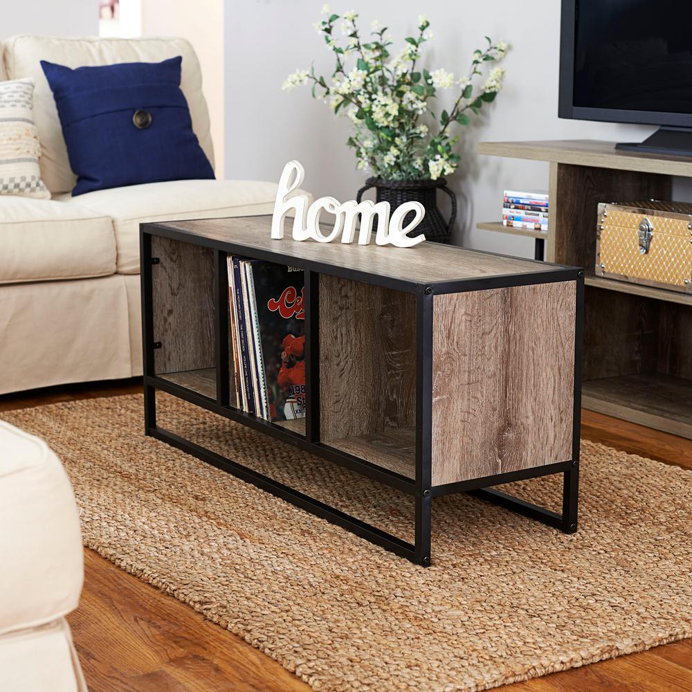 Household Essentials Ashwood Light Wood And Black Open Cubby Coffee Household Essentials Ashwood Light Wood And Black Open Cubby Coffee Table