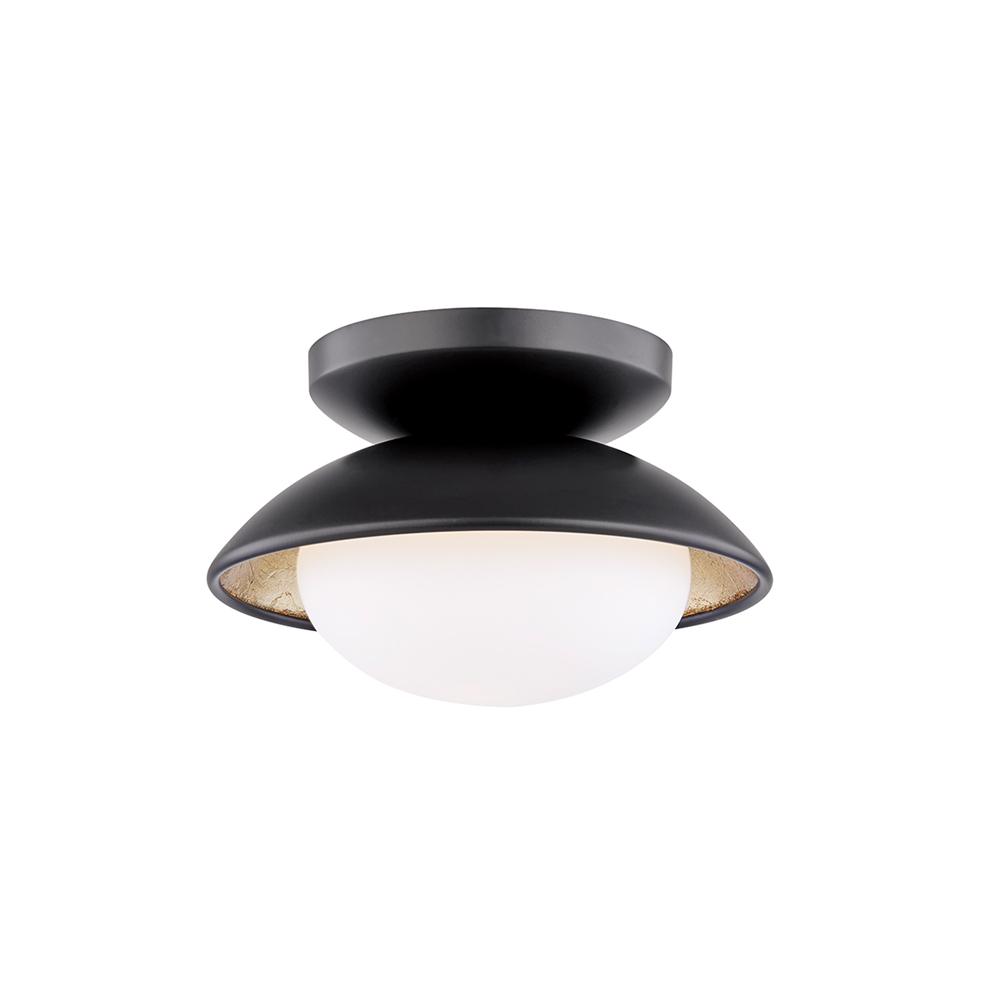 Mitzi By Hudson Valley Lighting Cadence 4 In 1 Light Black Lustro Gold Leaf Semi Flush Mount With Opal Matte Shade