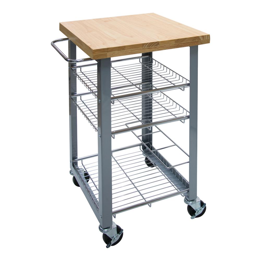 Steel Companion Serving Cart in Silver and WoodVF53038 The Home Depot