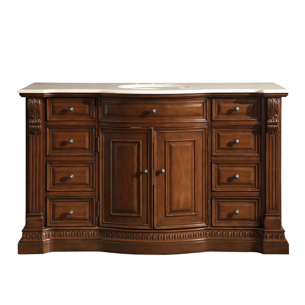Silkroad Exclusive 60 in. W x 22 in. D Vanity in Brazilian Rosewood
