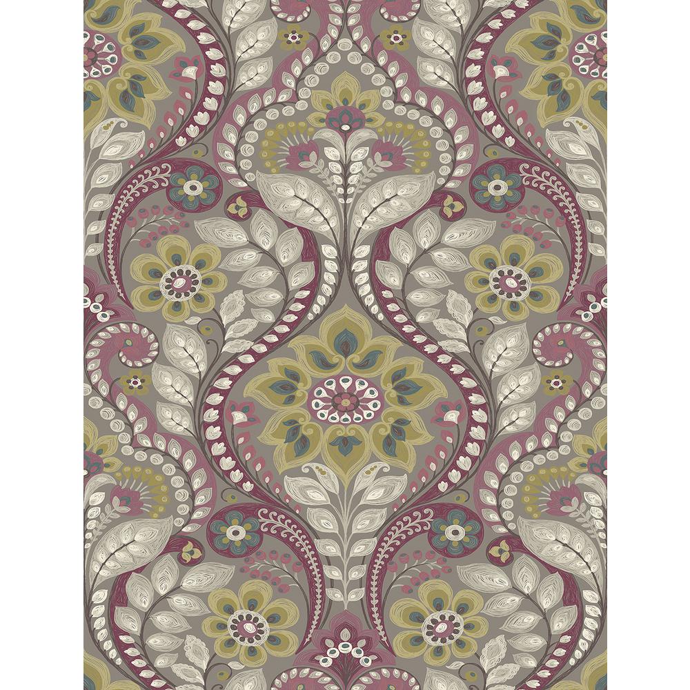 Beacon House Ashbury Grey Paisley Damask Wallpaper45067367 The Home