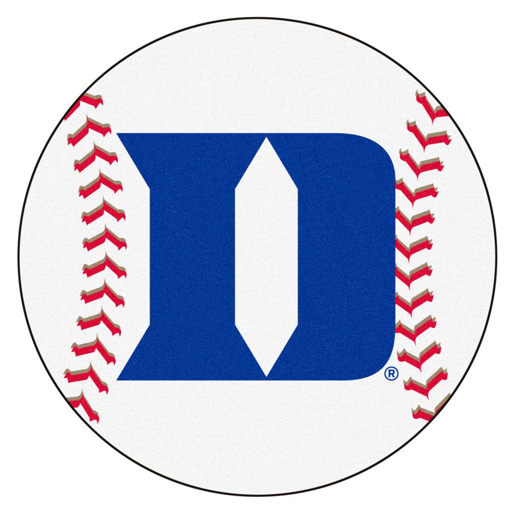 Fanmats Ncaa Duke University White 27 In Round Baseball Mat Area Rug