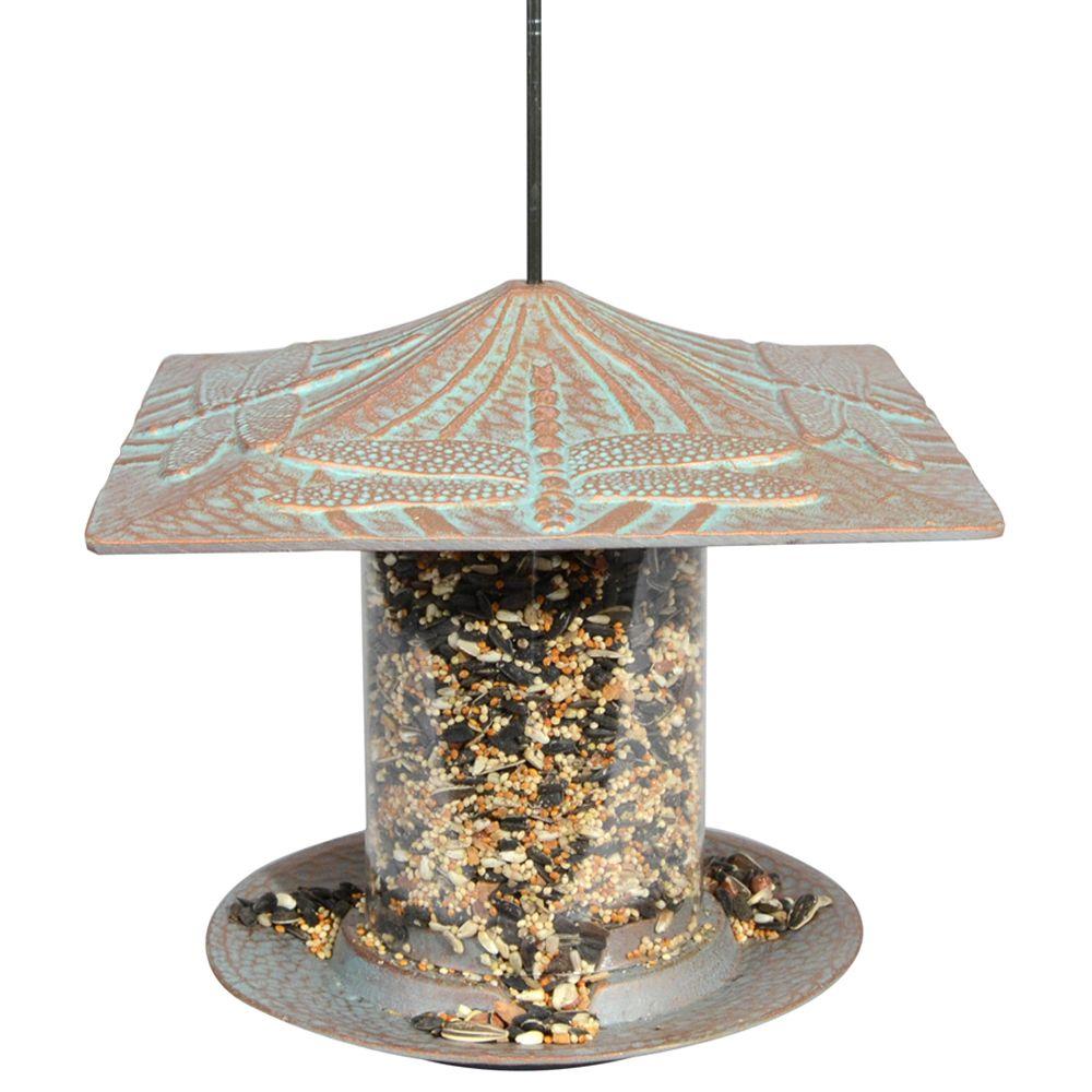 Whitehall Products 6 In Copper Verdigris Dragonfly Tube Feeder