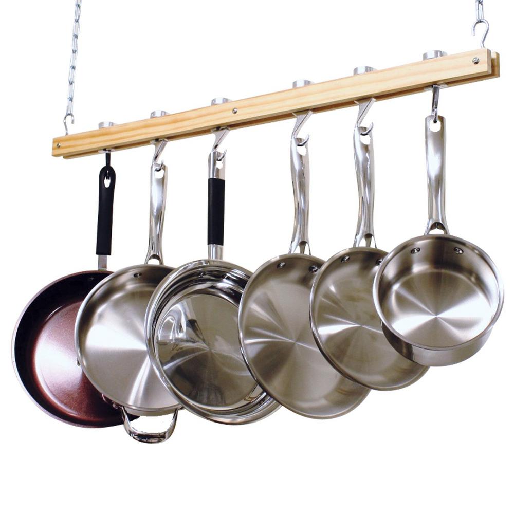 Cooks Standard 36 In Single Bar Ceiling Mounted Wooden Pot Rack NC   Wood Cooks Standard Pot Racks Nc 00269 64 1000 