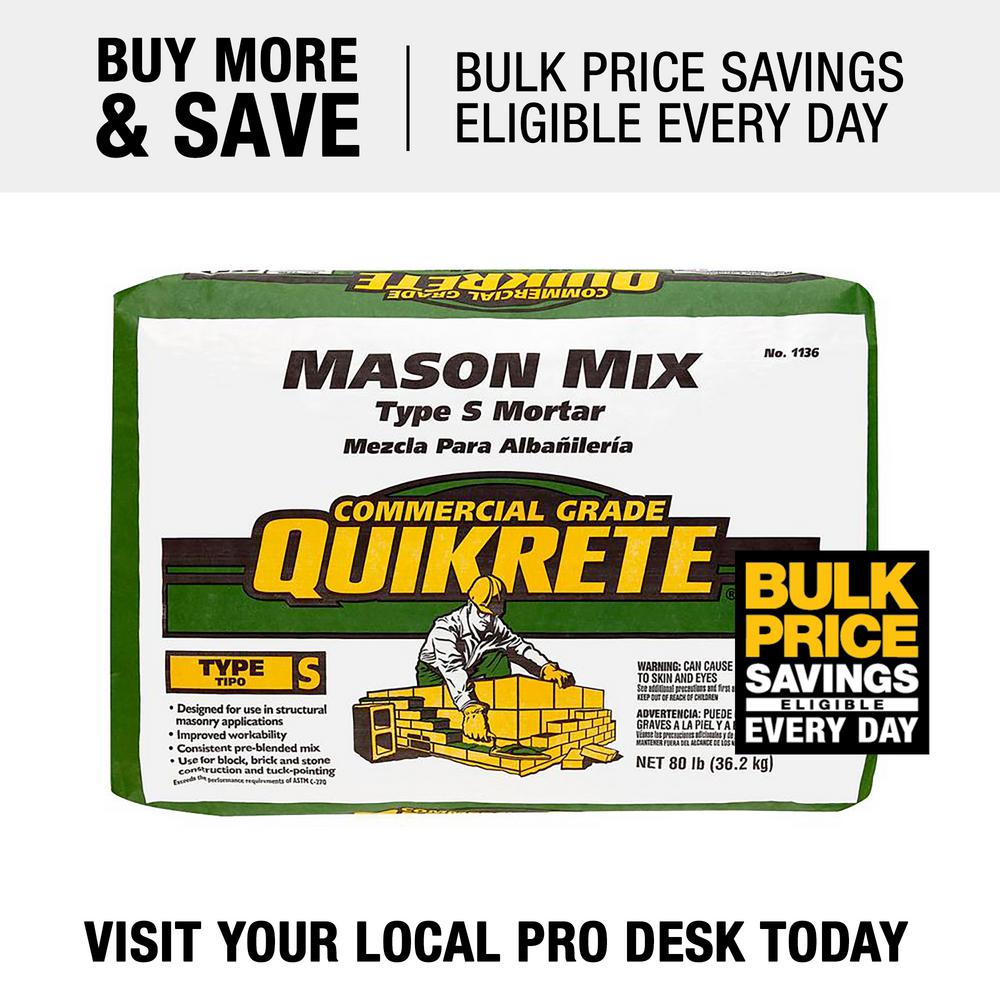 Quikrete 80 Lb Type S Mason Mix 113680 The Home Depot