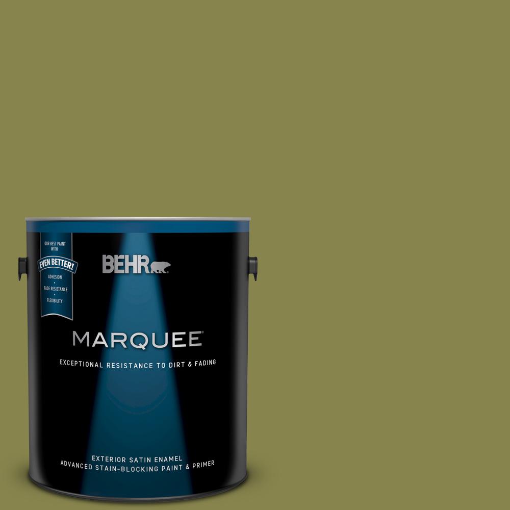Behr Marquee 1 Gal T15 18 Snap Pea Green Exterior Satin Enamel T15 18 Snap Pea Green Exterior Satin Enamel Paint